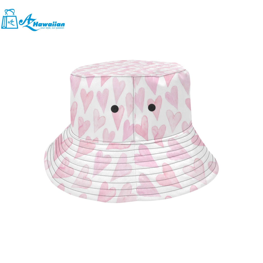 Watercolor pink heart pattern Unisex Bucket Hat