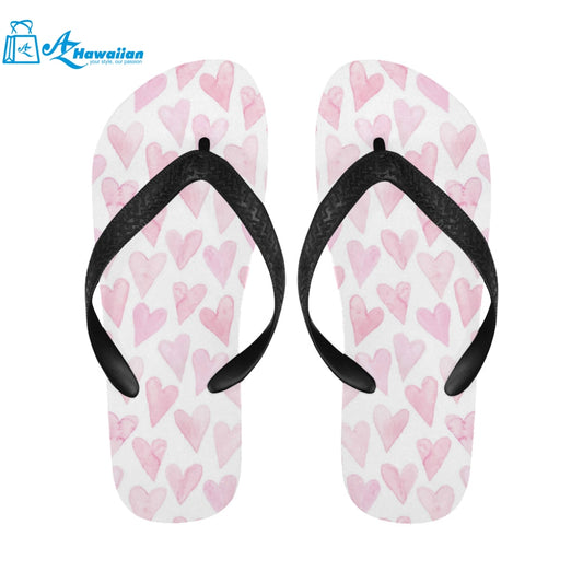 Watercolor pink heart pattern Unisex Flip Flops