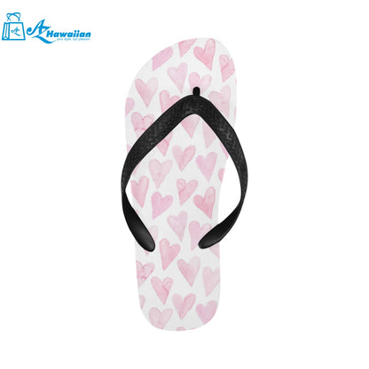 Watercolor pink heart pattern Unisex Flip Flops