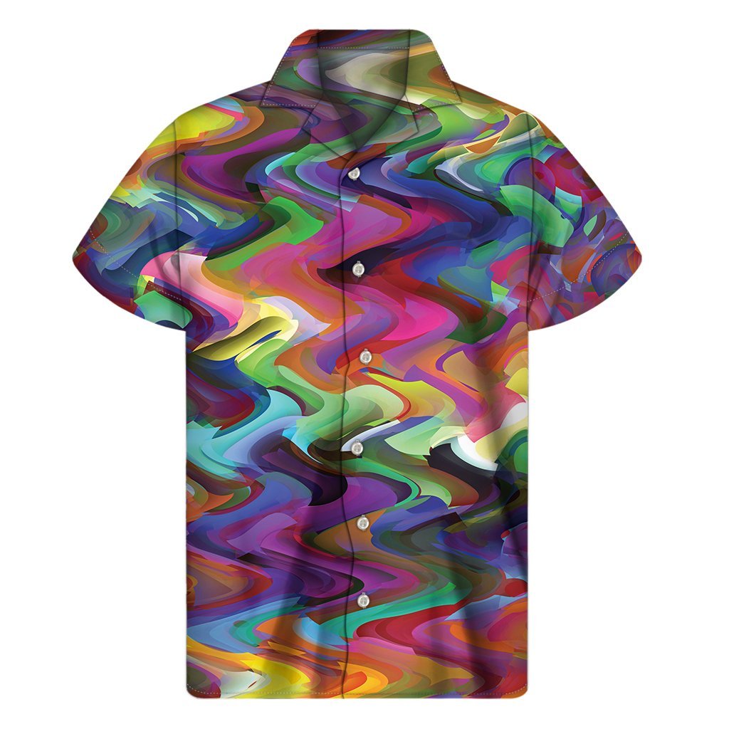 Watercolor Psychedelic Print Mens Short Sleeve Shirt Hawaiian