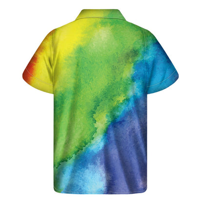 Watercolor Rainbow Lgbt Pride Print Mens Short Sleeve Shirt Hawaiian