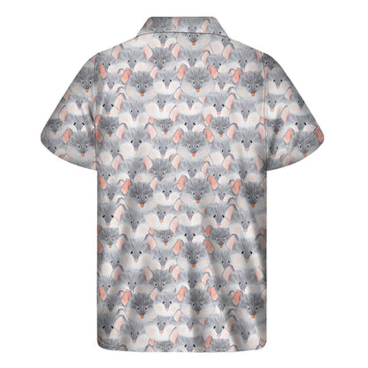 Watercolor Rat Pattern Print Mens Short Sleeve Shirt Hawaiian