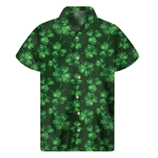 Watercolor Saint Patricks Day Print Mens Short Sleeve Shirt Hawaiian