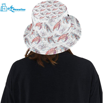 Watercolor sea turtle jellyfish pattern Unisex Bucket Hat