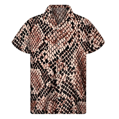 Watercolor Snakeskin Print Mens Short Sleeve Shirt Hawaiian