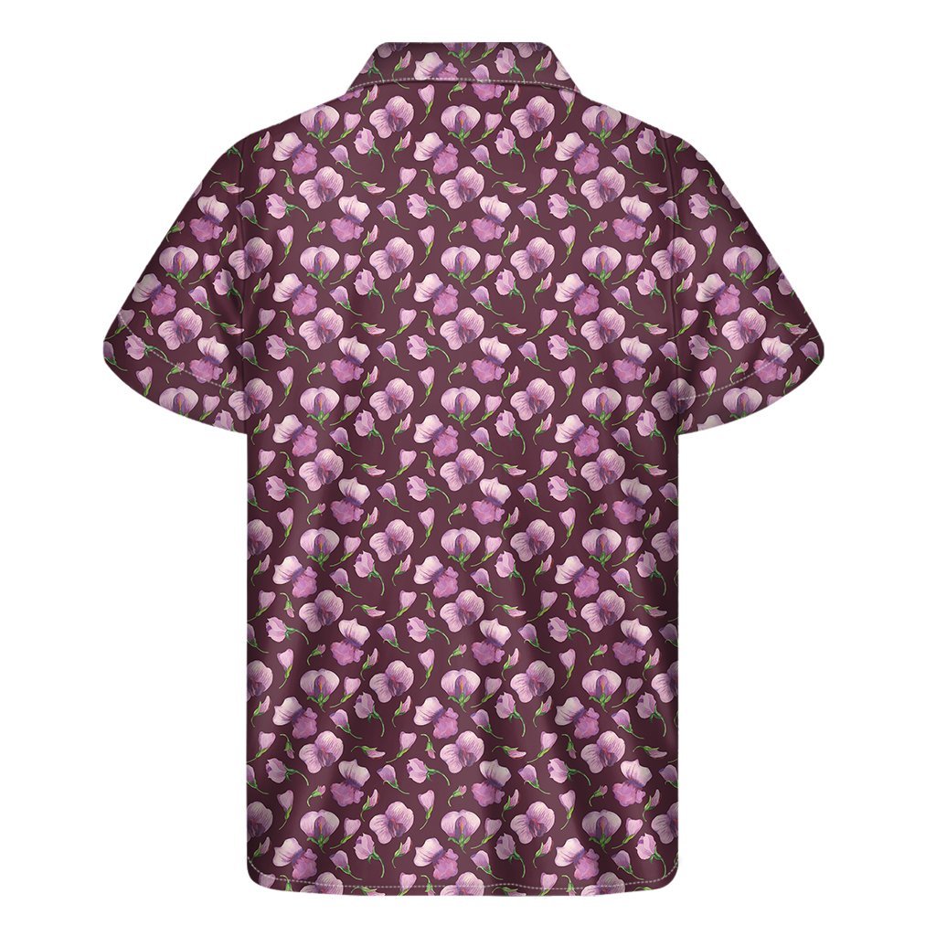 Watercolor Sweet Pea Pattern Print Mens Short Sleeve Shirt Hawaiian