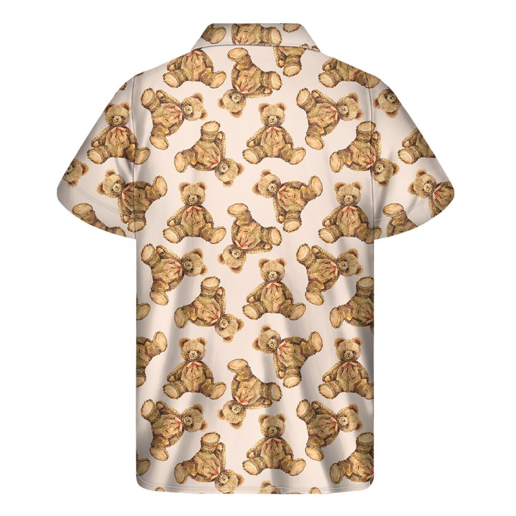 Watercolor Teddy Bear Pattern Print Mens Short Sleeve Shirt Hawaiian