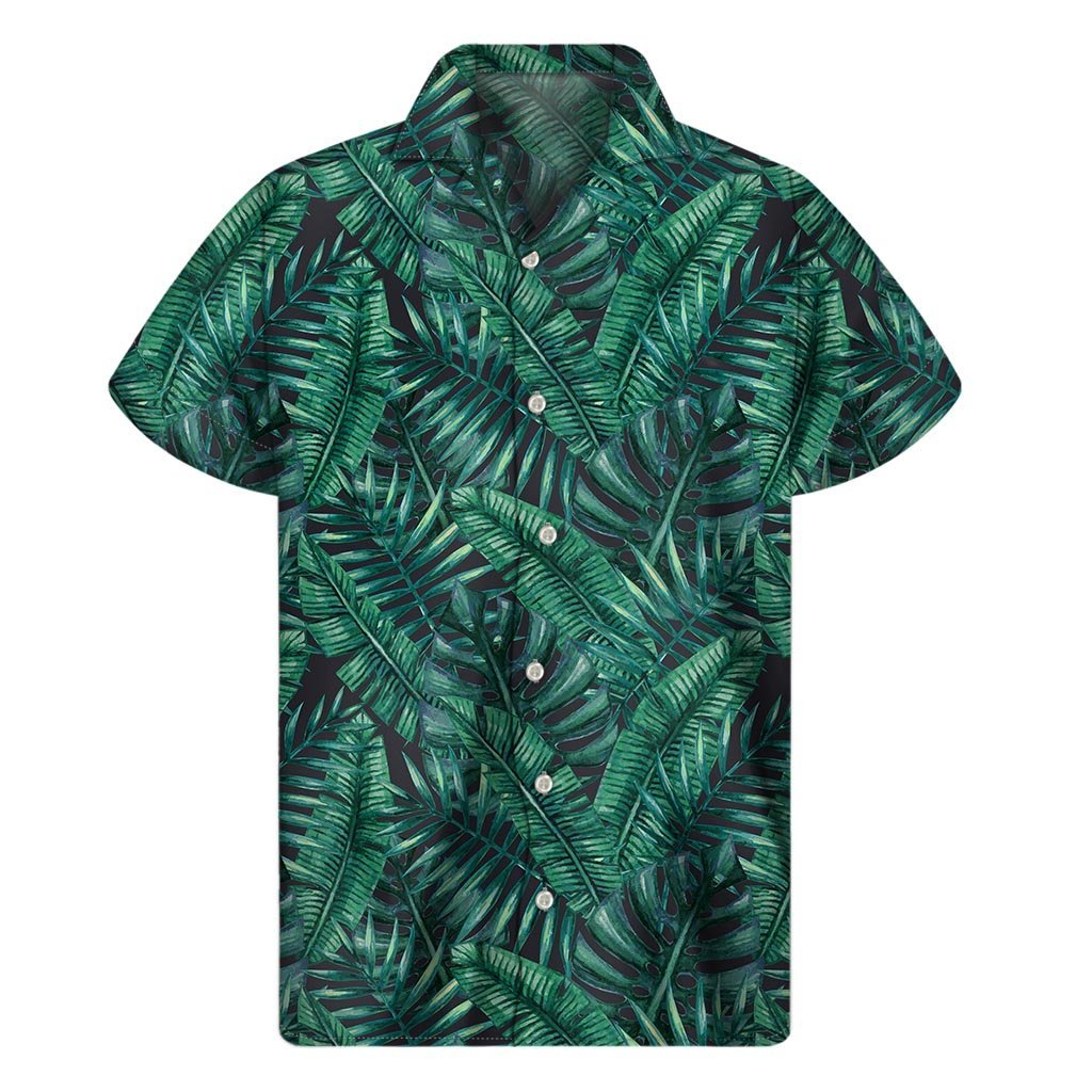 Watercolor Tropical Leaf Pattern Print Mens Short Sleeve Shirt Hawaiian