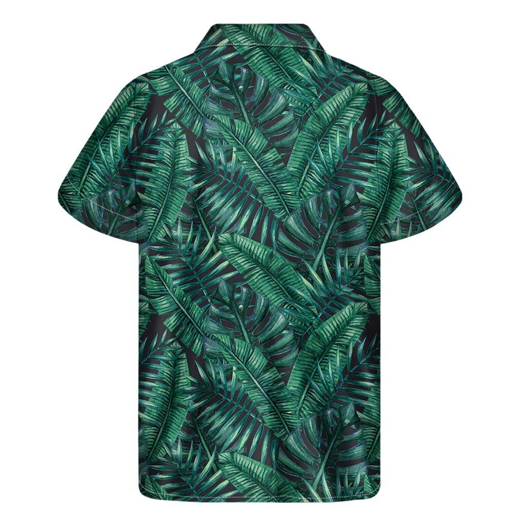 Watercolor Tropical Leaf Pattern Print Mens Short Sleeve Shirt Hawaiian