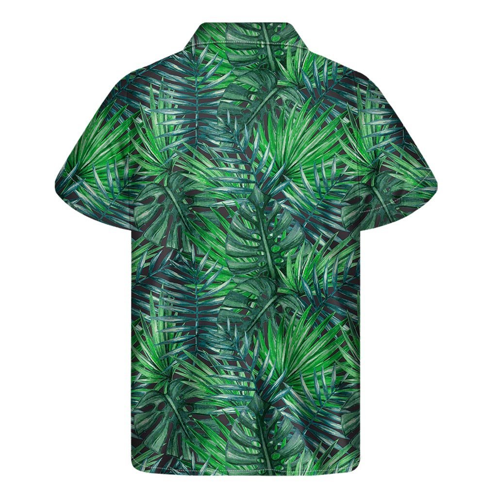 Watercolor Tropical Leaves Pattern Print Mens Short Sleeve Shirt Hawaiian