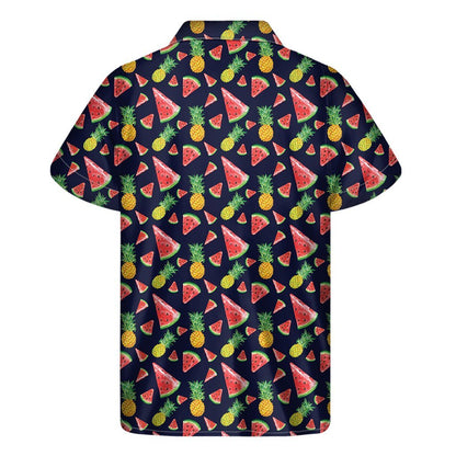 Watercolor Tropical Pattern Print Mens Short Sleeve Shirt Hawaiian