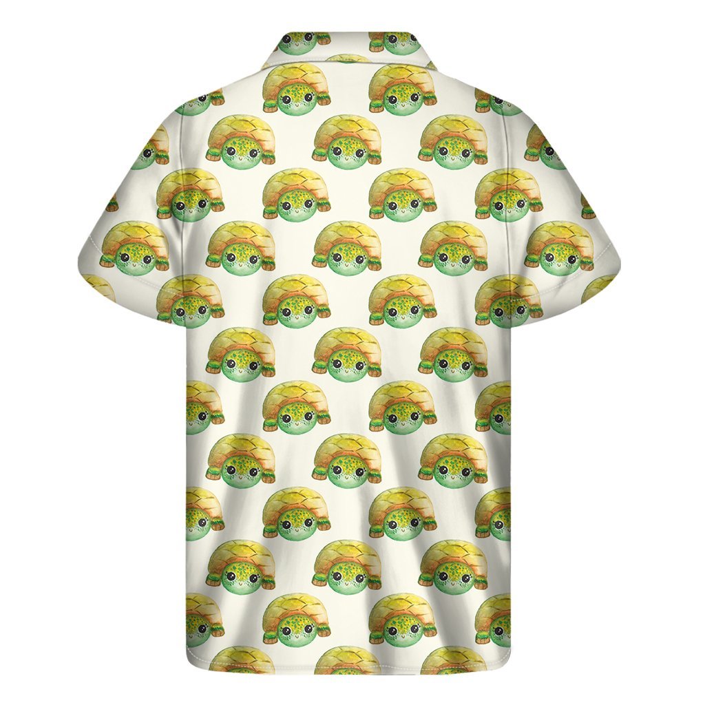 Watercolor Turtle Pattern Print Mens Short Sleeve Shirt Hawaiian