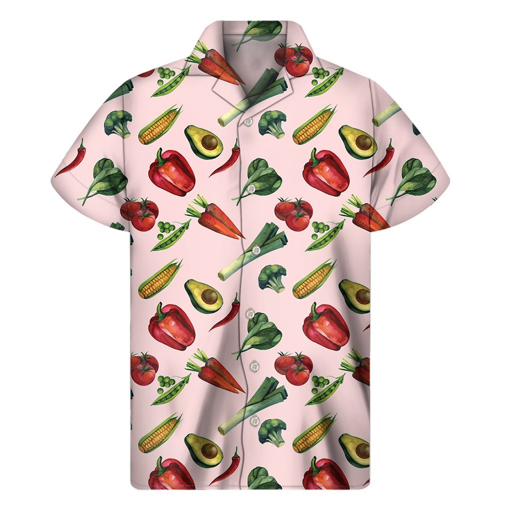 Watercolor Vegan Pattern Print Mens Short Sleeve Shirt Hawaiian