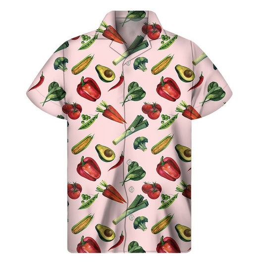 Watercolor Vegan Pattern Print Mens Short Sleeve Shirt Hawaiian