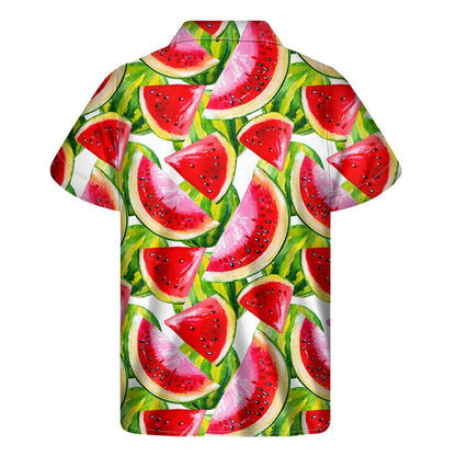 Watercolor Watermelon Pattern Print Mens Short Sleeve Shirt Hawaiian