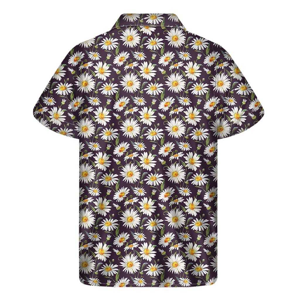 Watercolor White Daisy Pattern Print Mens Short Sleeve Shirt Hawaiian