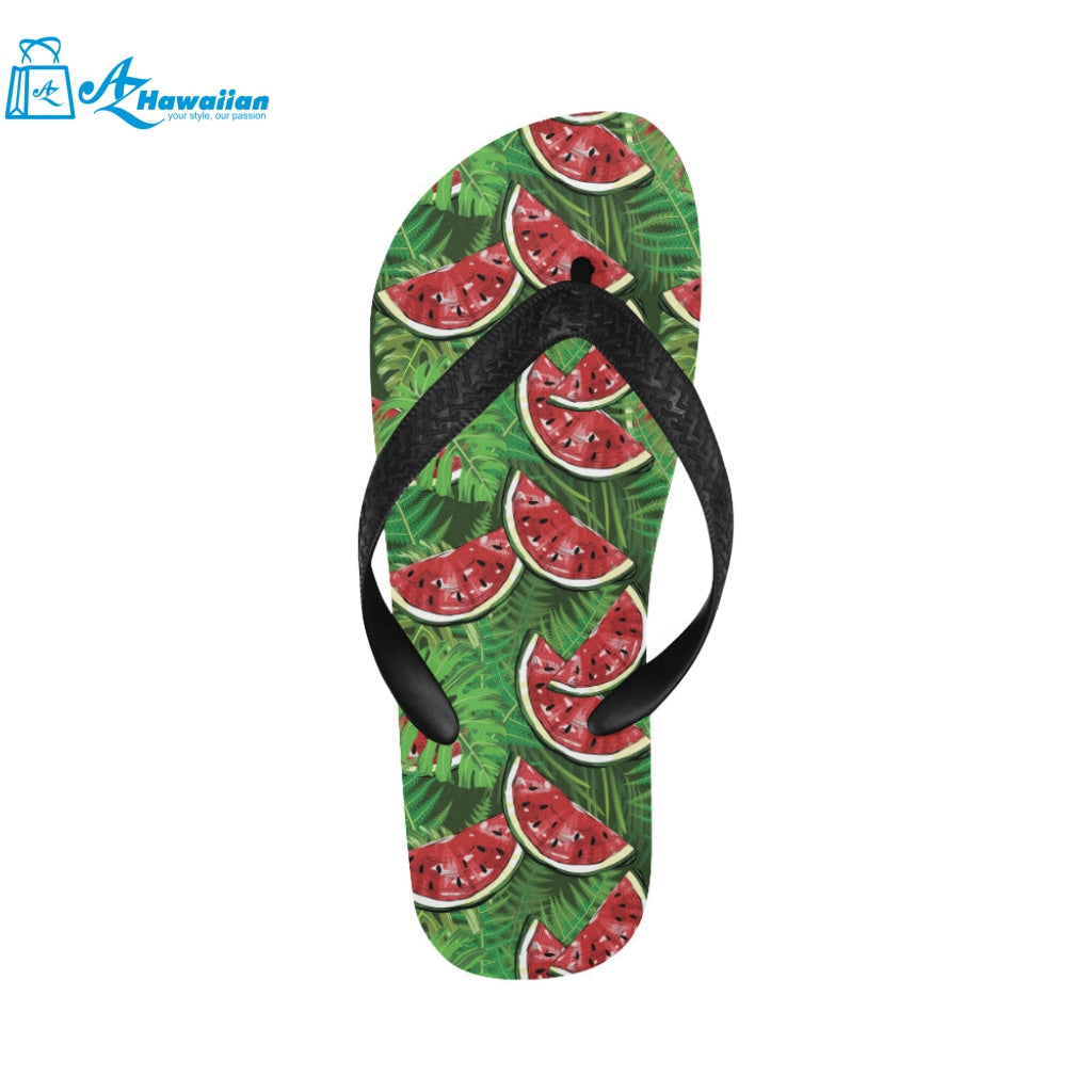 Watermelons tropical palm leaves pattern backgroun Unisex Flip Flops