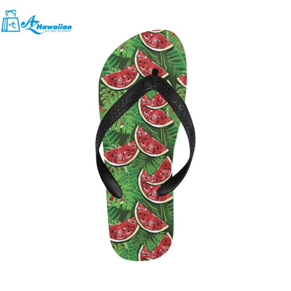 Watermelons tropical palm leaves pattern backgroun Unisex Flip Flops