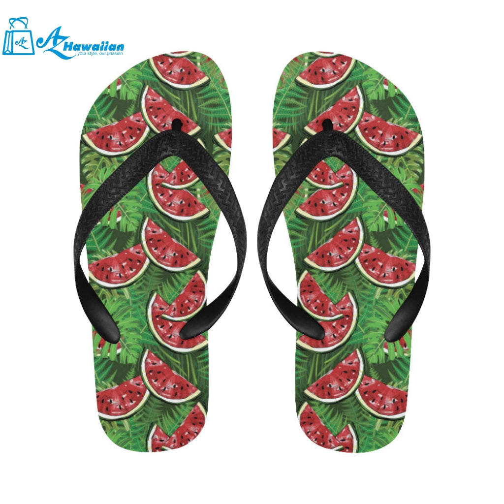 Watermelons tropical palm leaves pattern backgroun Unisex Flip Flops