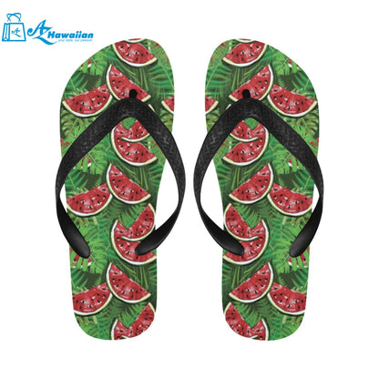 Watermelons tropical palm leaves pattern backgroun Unisex Flip Flops