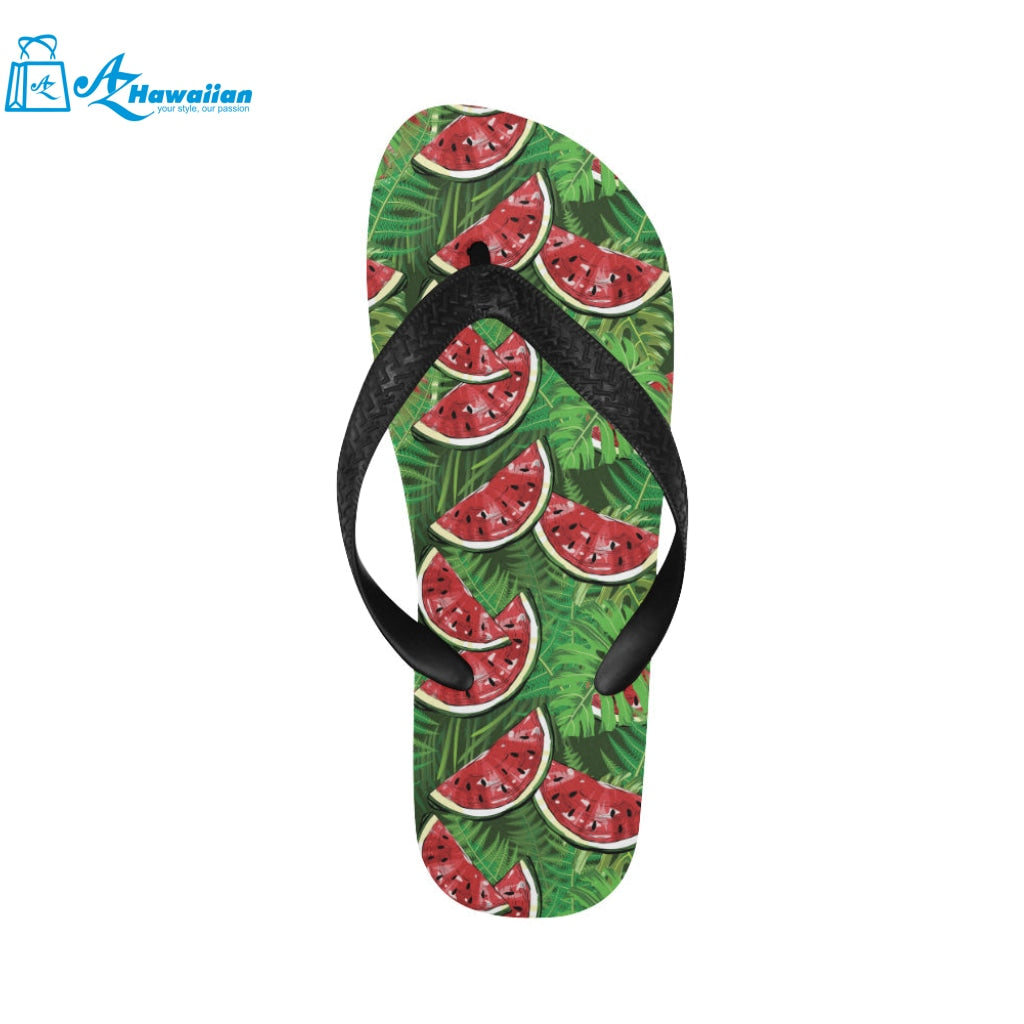 Watermelons tropical palm leaves pattern backgroun Unisex Flip Flops