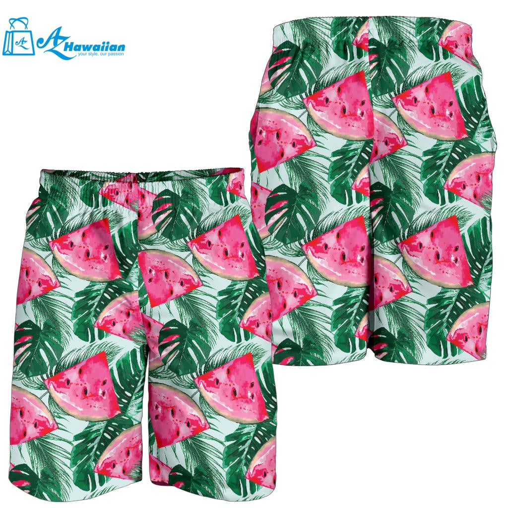 Watermelons Tropical Palm Leaves Pattern Men Shorts