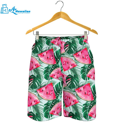 Watermelons Tropical Palm Leaves Pattern Men Shorts