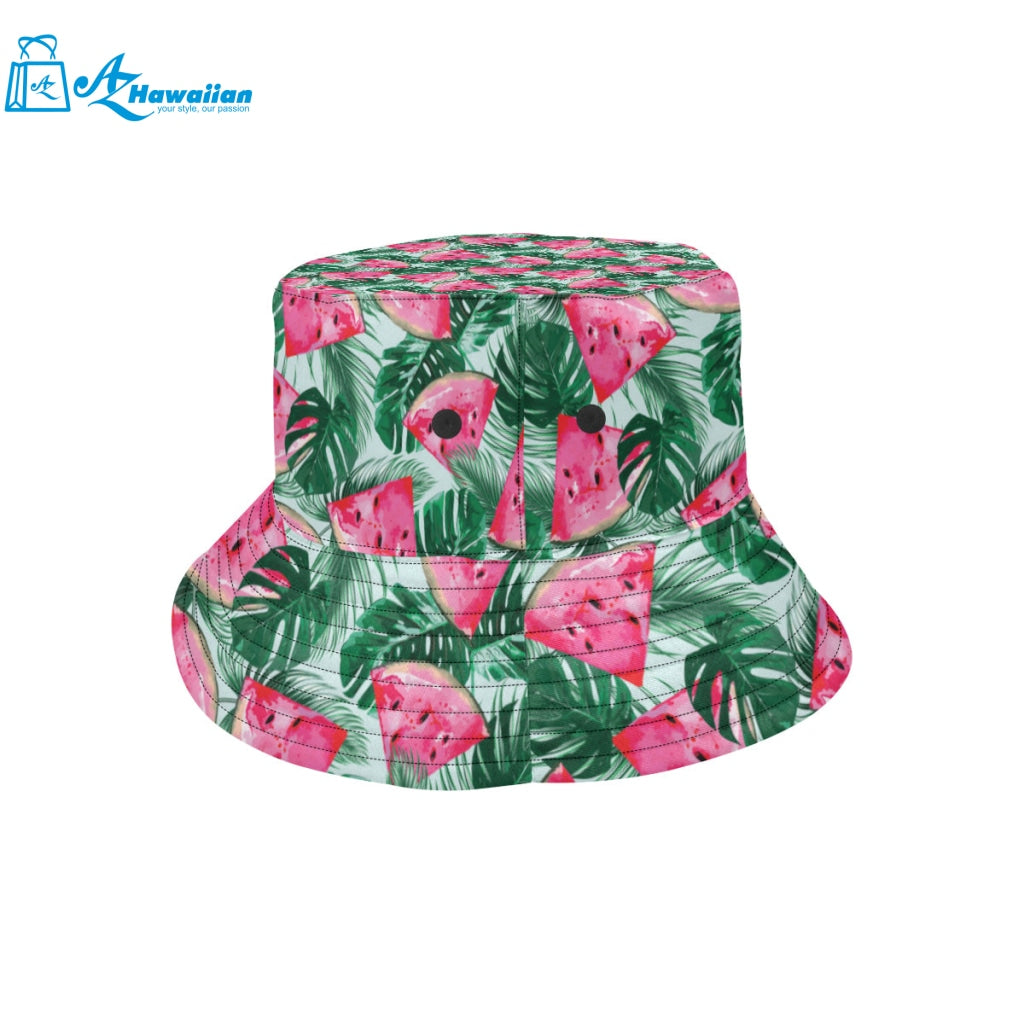 Watermelons tropical palm leaves pattern Unisex Bucket Hat