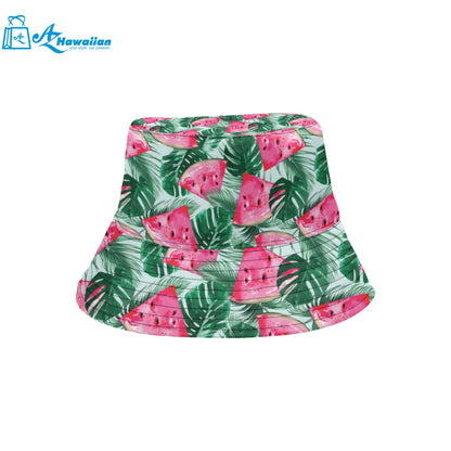 Watermelons tropical palm leaves pattern Unisex Bucket Hat