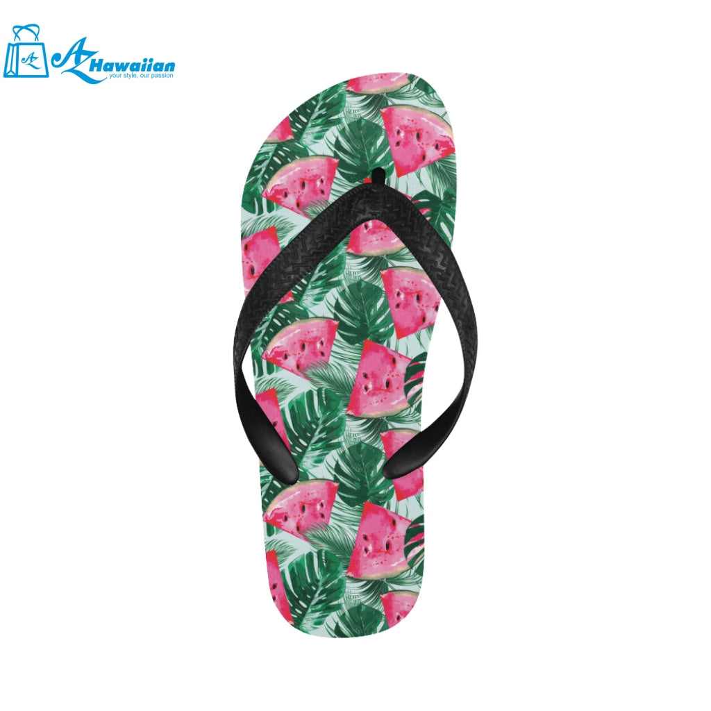 Watermelons tropical palm leaves pattern Unisex Flip Flops