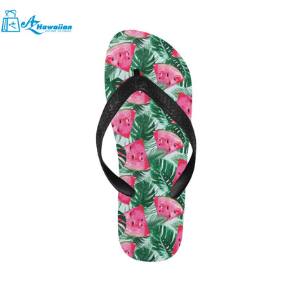 Watermelons tropical palm leaves pattern Unisex Flip Flops