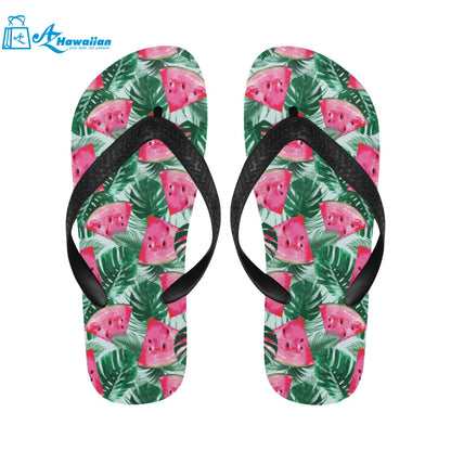 Watermelons tropical palm leaves pattern Unisex Flip Flops