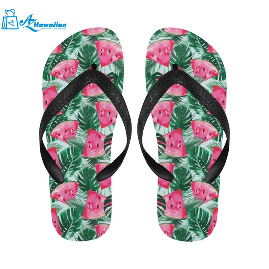 Watermelons tropical palm leaves pattern Unisex Flip Flops