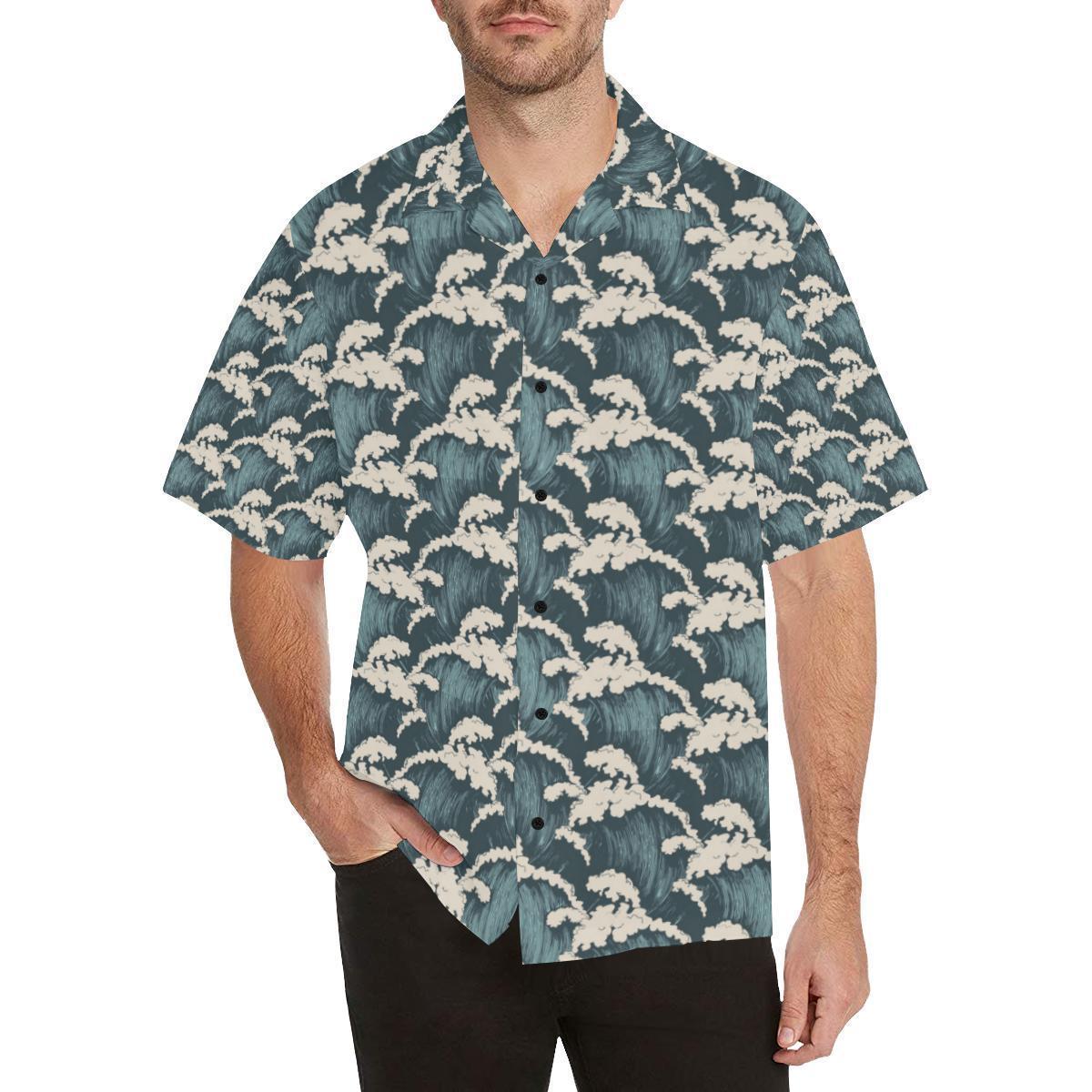 Wave Art Print Hawaiian Shirt