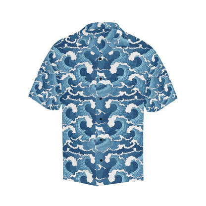 Wave Themed Pattern Print Hawaiian Shirt