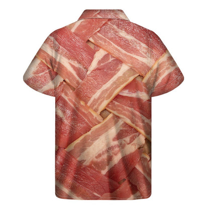 Weaving Bacon Print Mens Short Sleeve Shirt Hawaiian