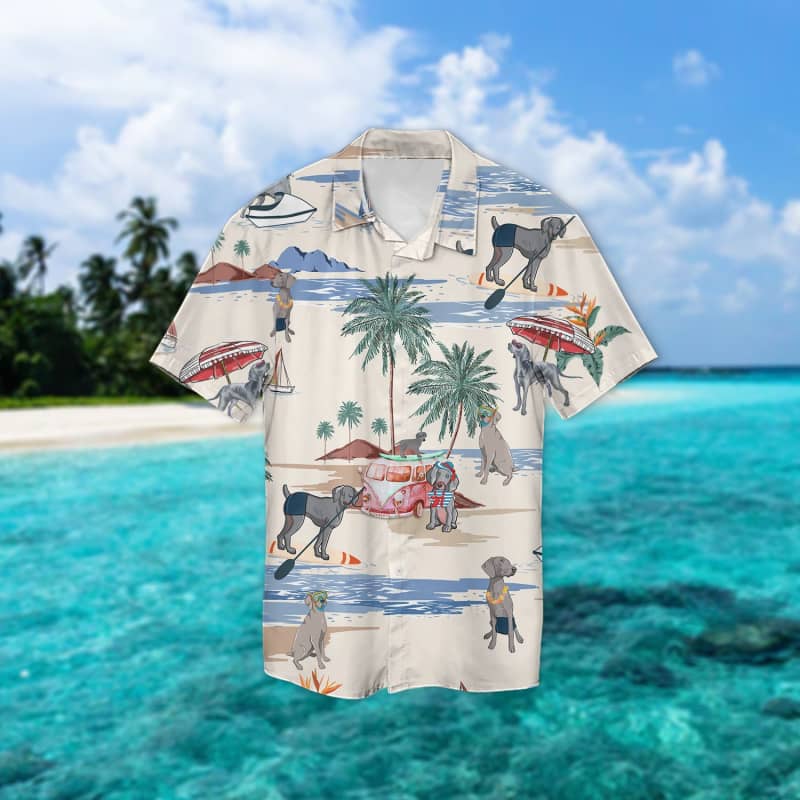 Weimaraner Summer Beach Hawaiian Shirt