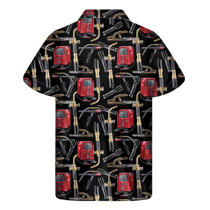 Welding Machine Pattern Print Mens Short Sleeve Shirt Hawaiian