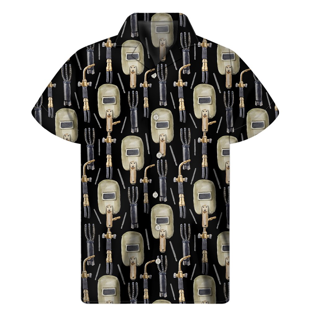 Welding Mask Pattern Print Mens Short Sleeve Shirt Hawaiian