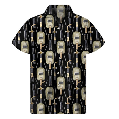 Welding Mask Pattern Print Mens Short Sleeve Shirt Hawaiian