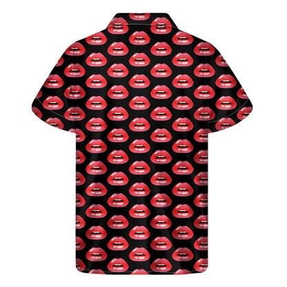 Wet Lips Pattern Print Mens Short Sleeve Shirt Hawaiian