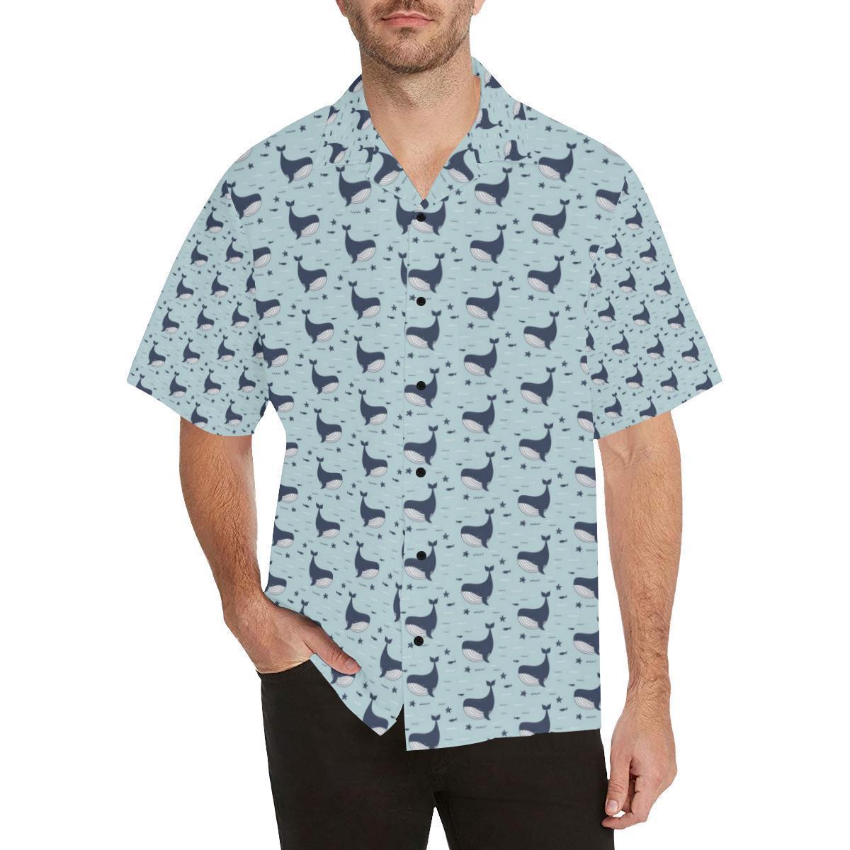 Whale Cute Design Themed Print Hawaiian Shirt