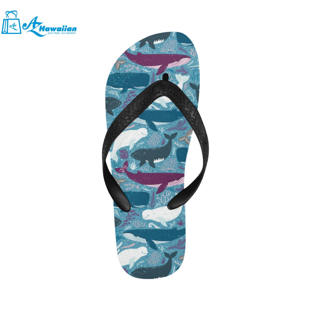 Whale design pattern Unisex Flip Flops