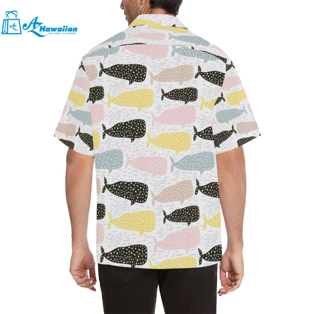 Whale Dot Pattern Mens All Over Print Hawaiian Shirt