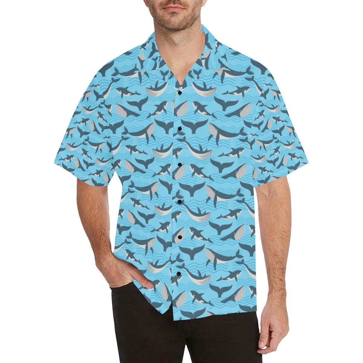 Whale Pattern Design Themed Print Hawaiian Shirt