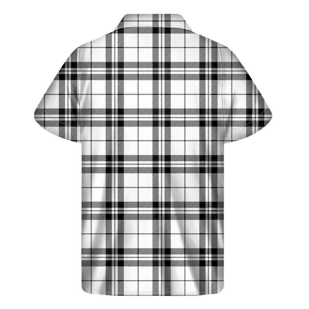 White And Black Tartan Pattern Print Mens Short Sleeve Shirt Hawaiian