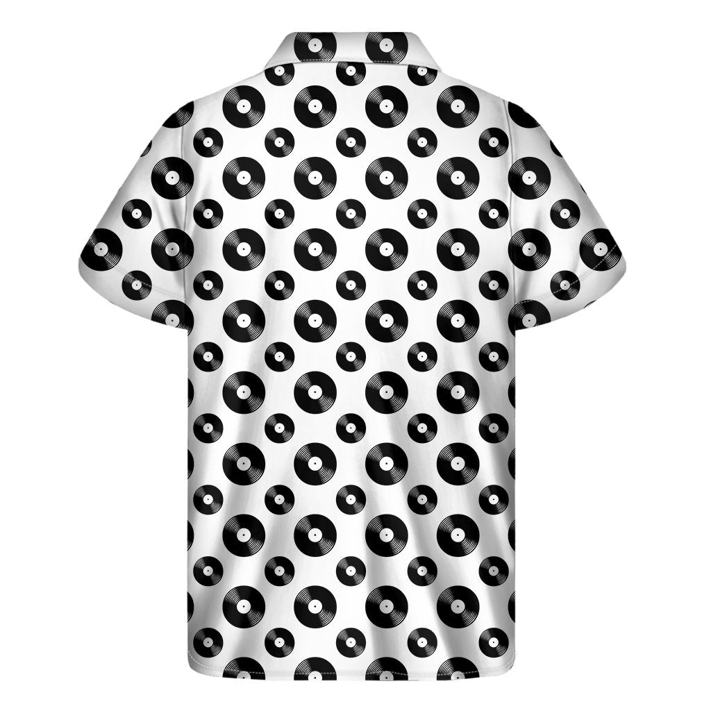 White And Black Vinyl Pattern Print Mens Short Sleeve Shirt Hawaiian