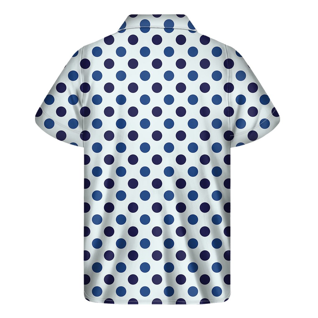 White And Blue Polka Dot Pattern Print Mens Short Sleeve Shirt Hawaiian