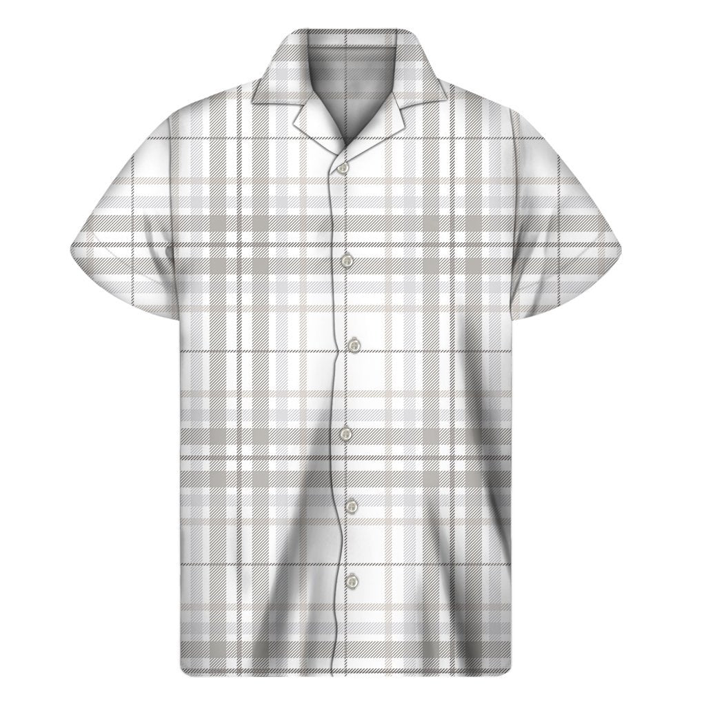 White And Grey Plaid Pattern Print Mens Short Sleeve Shirt Hawaiian