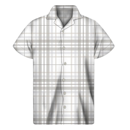 White And Grey Plaid Pattern Print Mens Short Sleeve Shirt Hawaiian